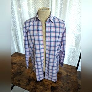 Apt 9 Blue, Pink & White Plaid Button Down Shirt